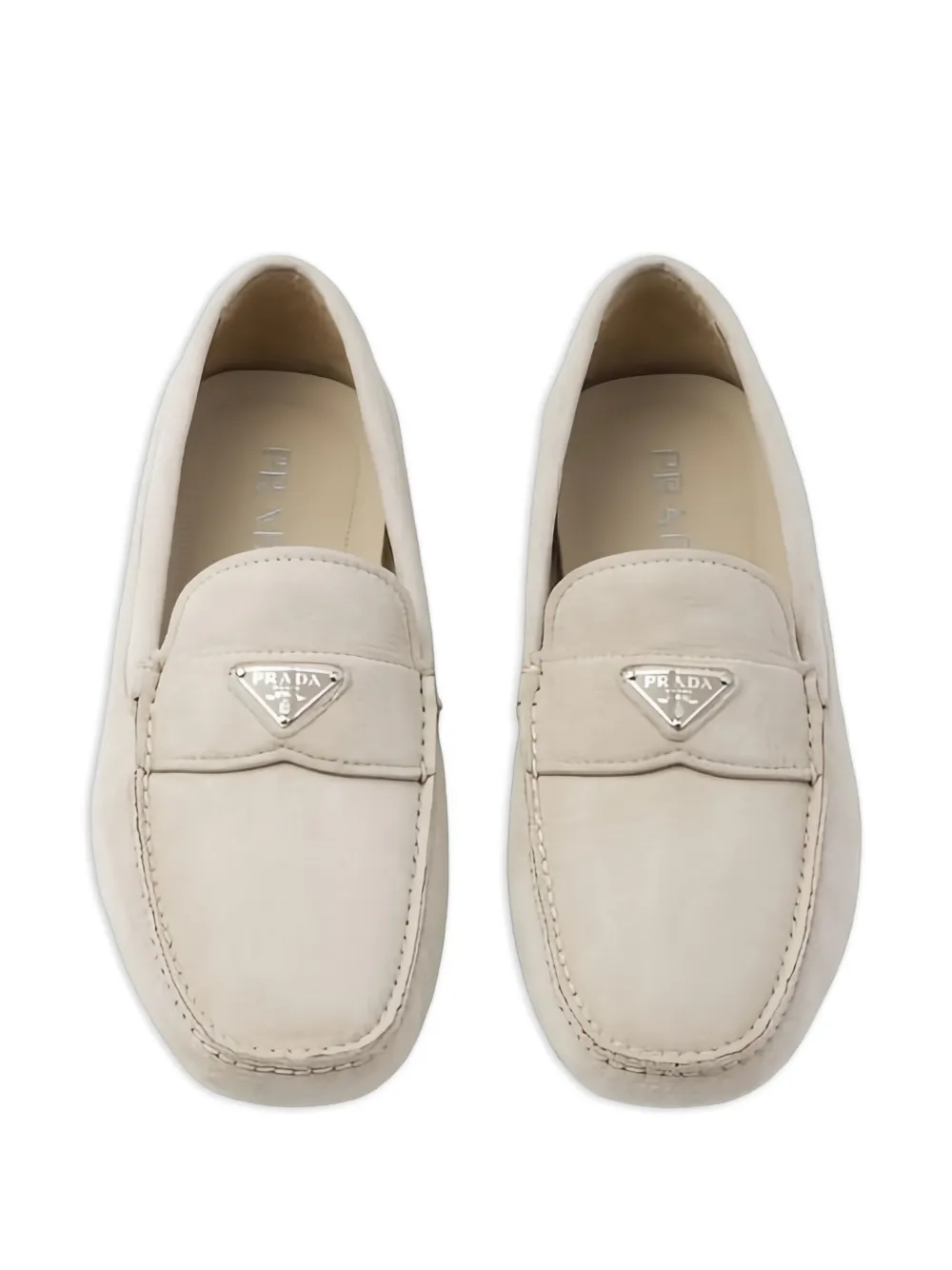 Prada Loafers met logoplakkaat Beige