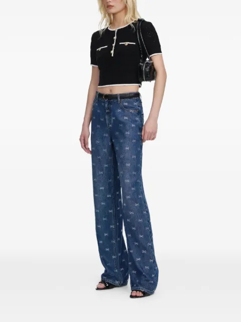 Self-Portrait bow embellished jeans