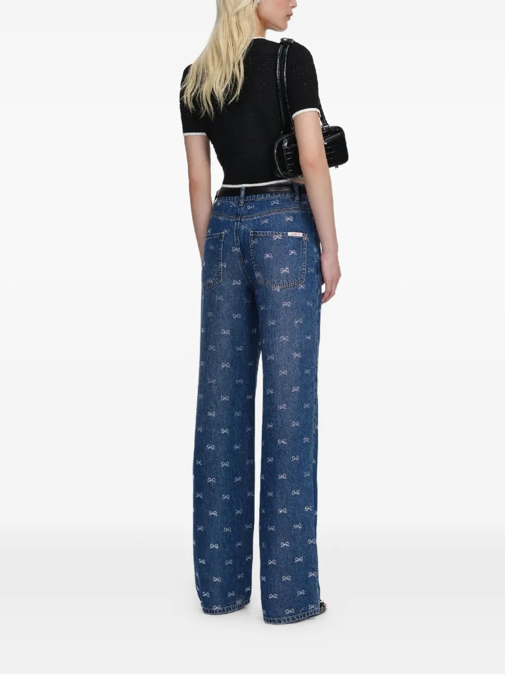 Self-Portrait Jeans verfraaid met strik Blauw