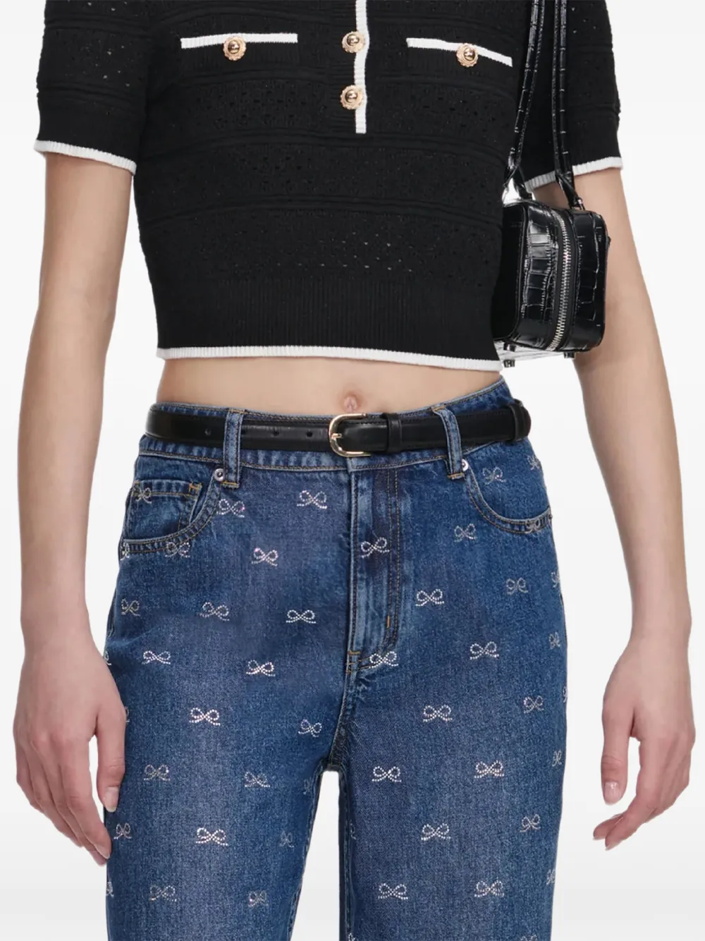 Self-Portrait Jeans verfraaid met strik Blauw
