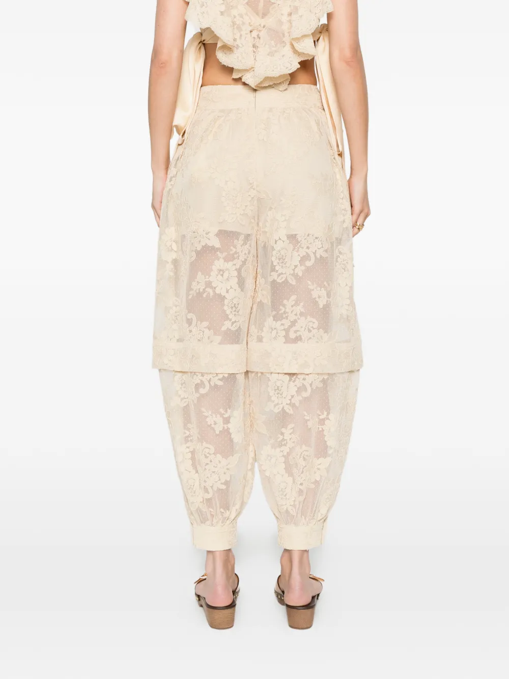 ZIMMERMANN Luna broek met bloemenkant Beige