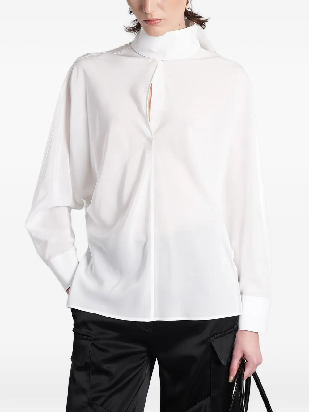 Courrèges cut-out high-neck blouse - Bianco