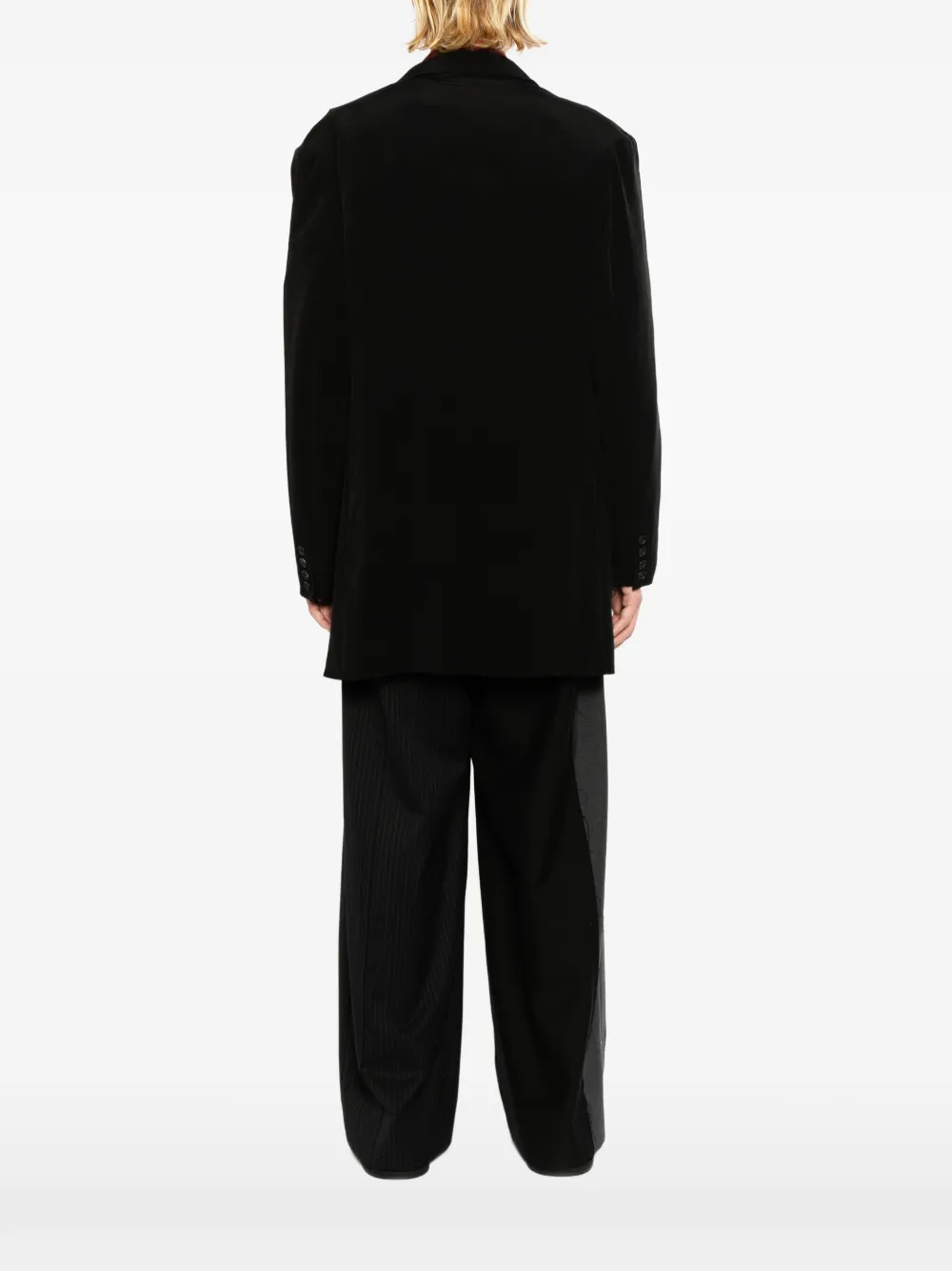 Yohji Yamamoto Fluwelen jack met enkele rij knopen Zwart
