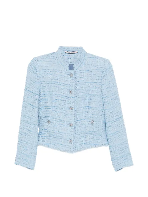 Tagliatore Jaqueline button frayed tweed jacket