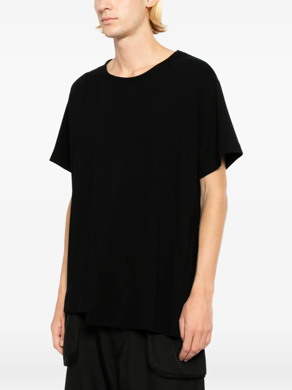 Yohji Yamamoto T-shirt met vlakken en korte mouwen Zwart