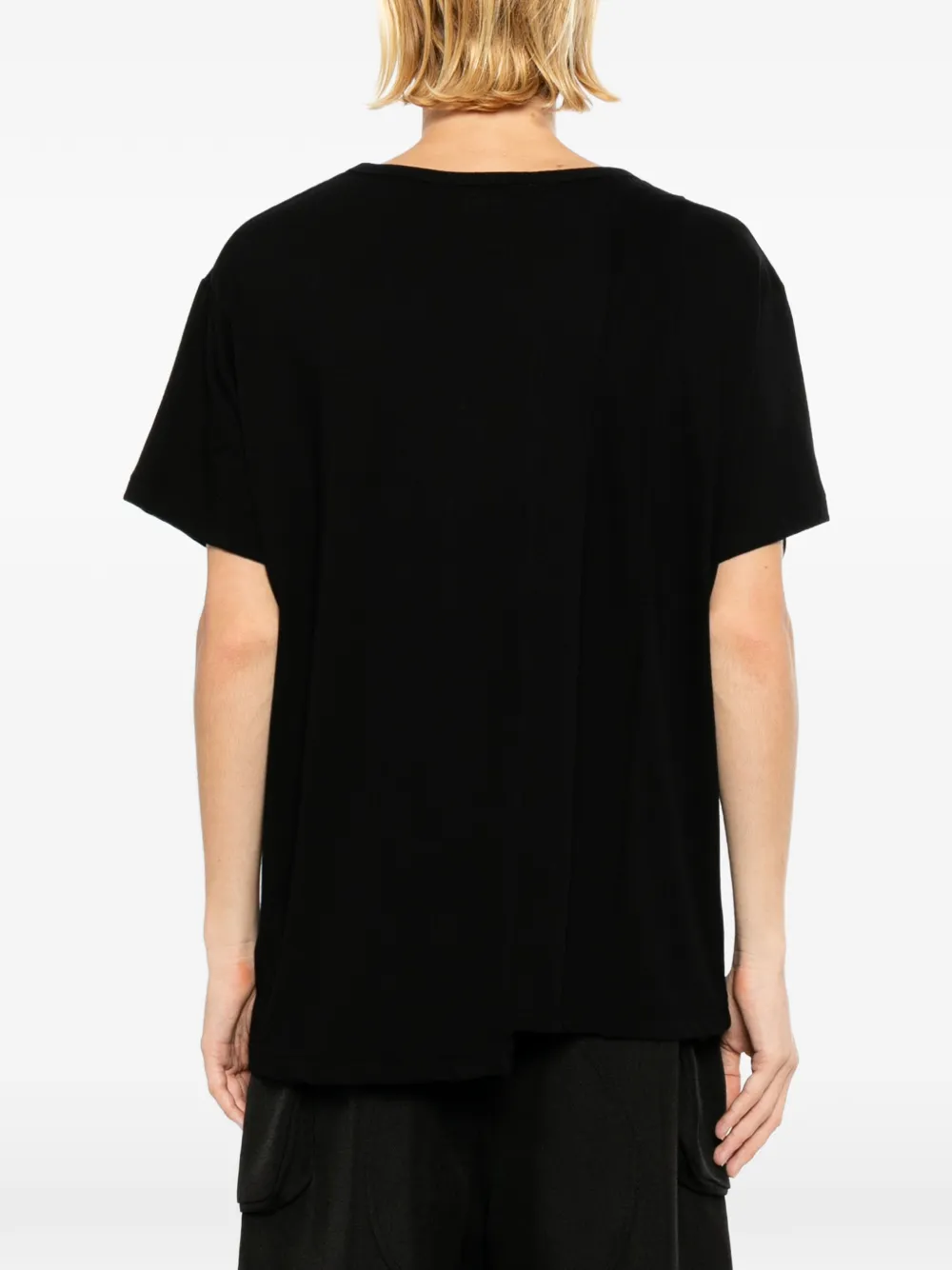 Yohji Yamamoto T-shirt met vlakken en korte mouwen Zwart