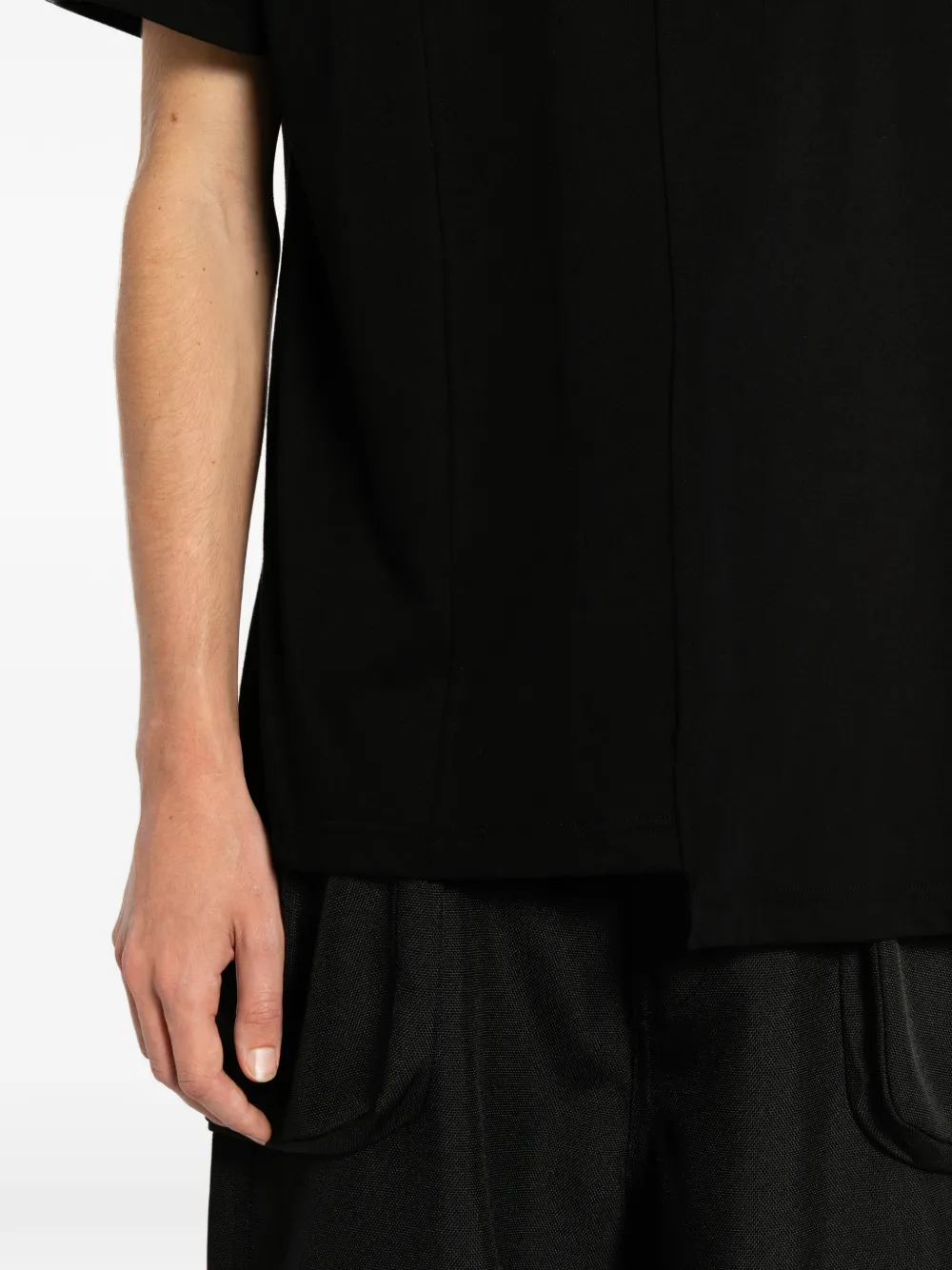 Yohji Yamamoto T-shirt met vlakken en korte mouwen Zwart