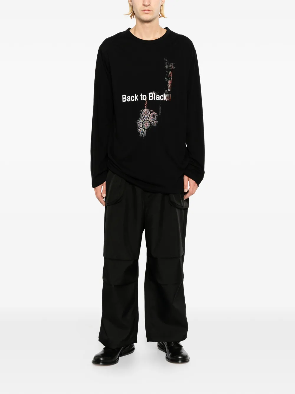 Yohji Yamamoto T-shirt met print Zwart