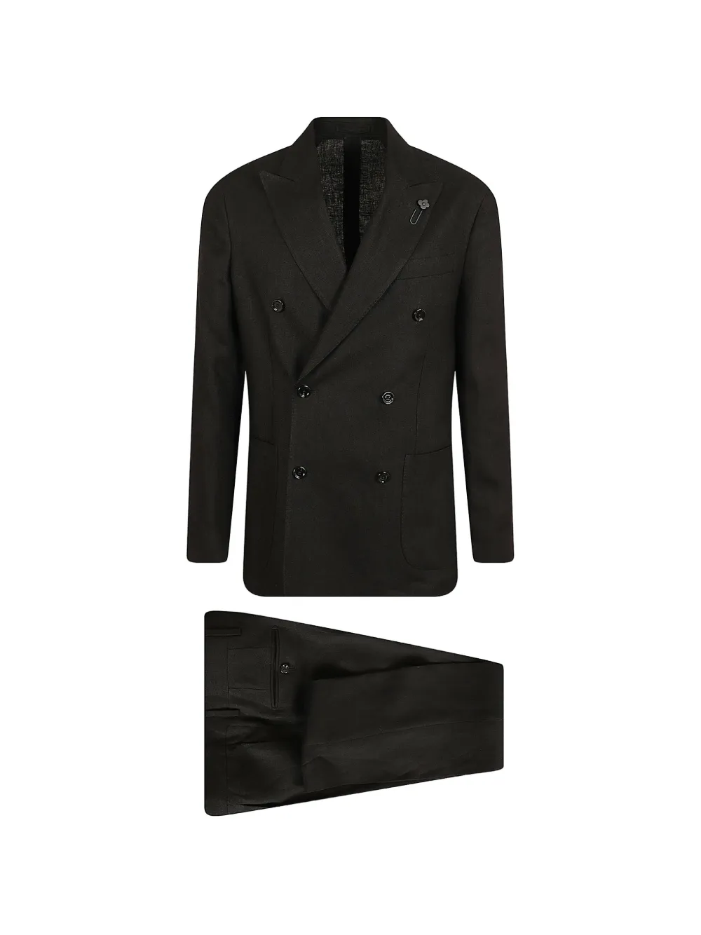Lardini double-breasted linen suit - Nero