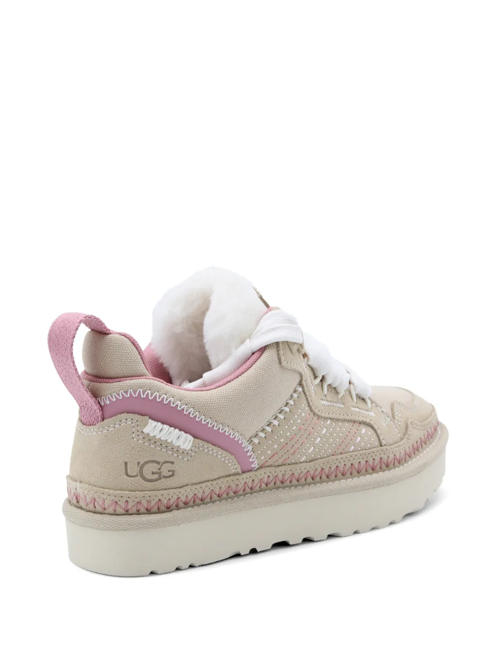 UGG Lowmel Meadow pink-trim sneakers Beige