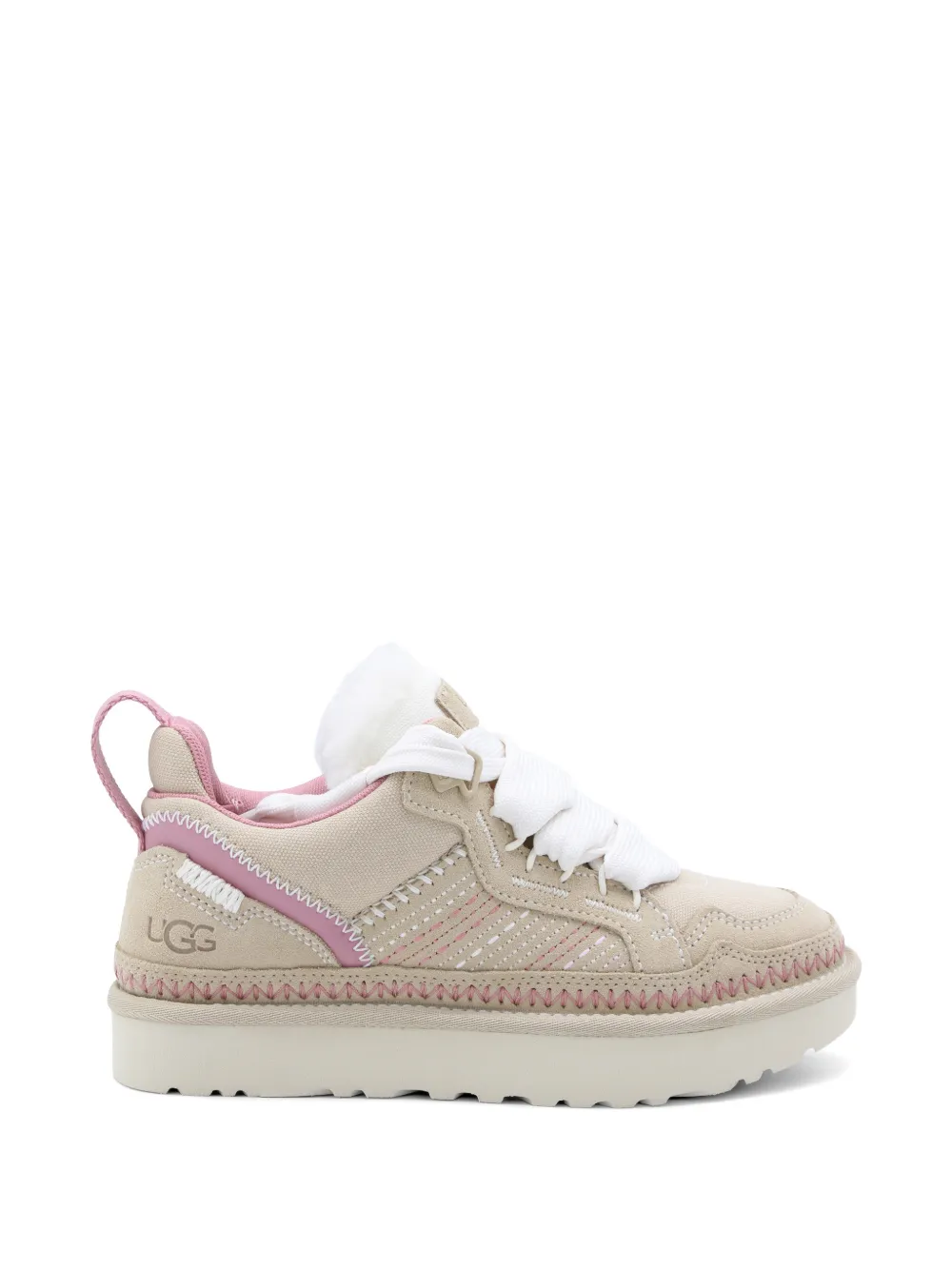UGG Lowmel Meadow pink-trim sneakers Beige