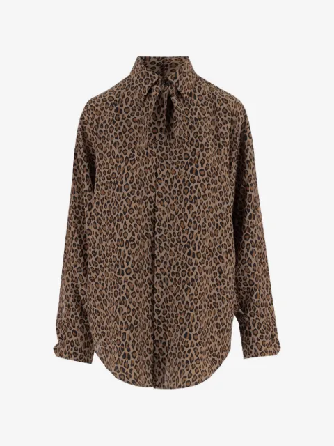 SA SU PHI bow-detail animal-print shirt