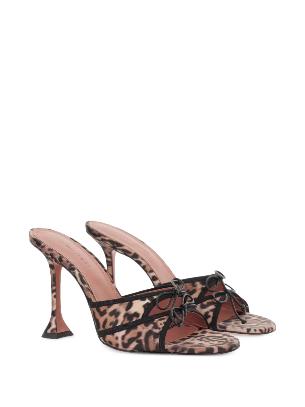Amina Muaddi Eleonora 95mm leopard-print silk heeled pumps Bruin