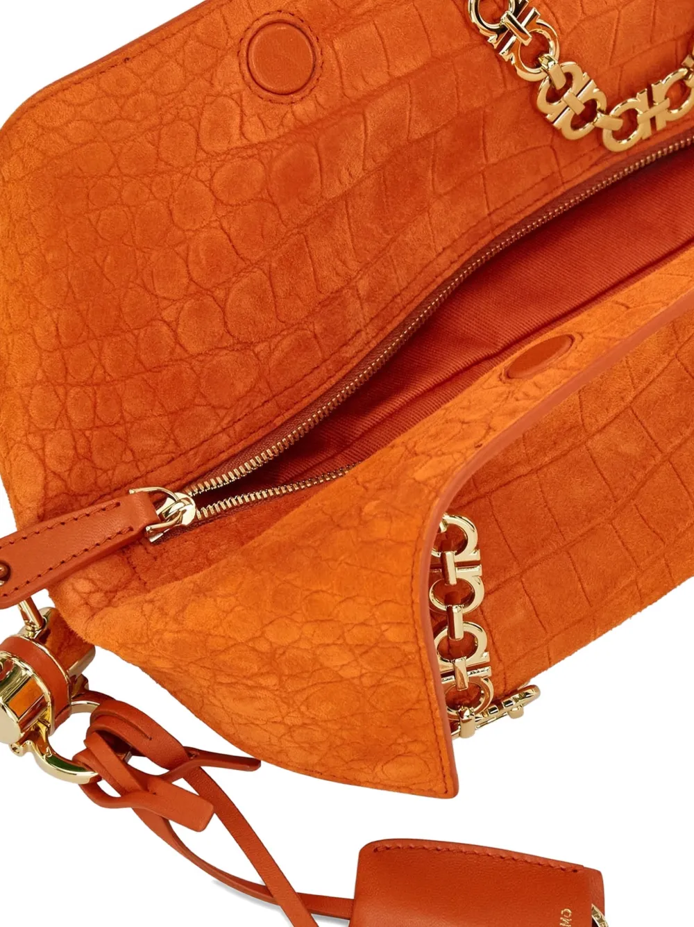  Ferragamo Gancini-chain Shoulder Bag - Orange 