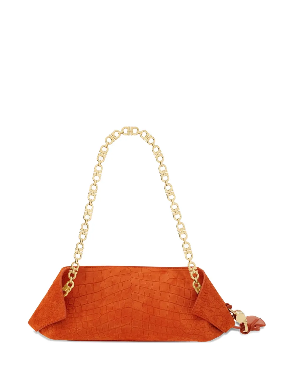  Ferragamo Gancini-chain Shoulder Bag - Orange 