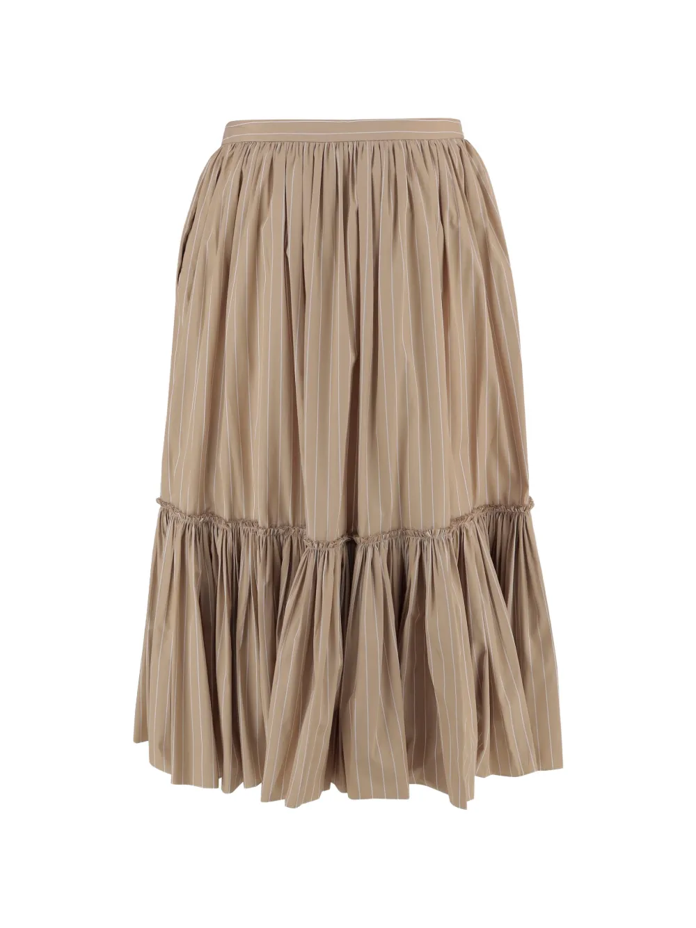  Jil Sander Pinstripe Tiered Skirt - Neutrals 