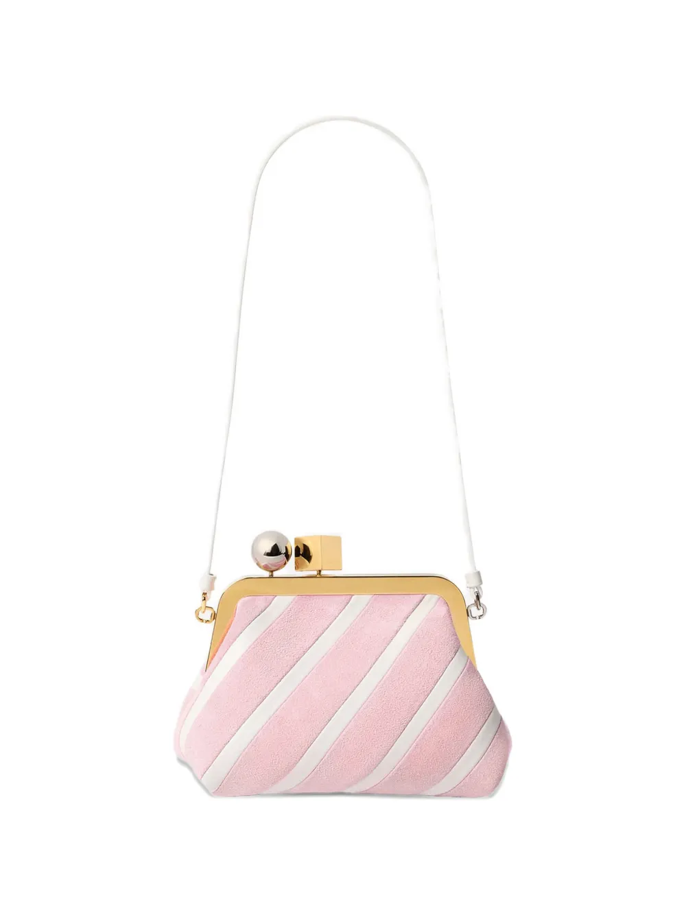 Jacquemus small The Berlingot striped clasp leather clutch bag - Rosa