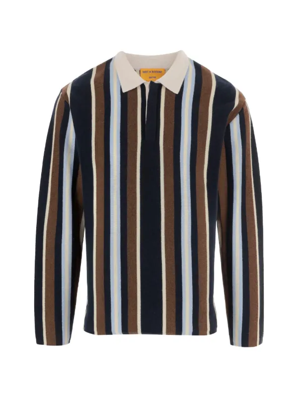 Guest In Residence Striped Rugby Polo Shirt in Blue