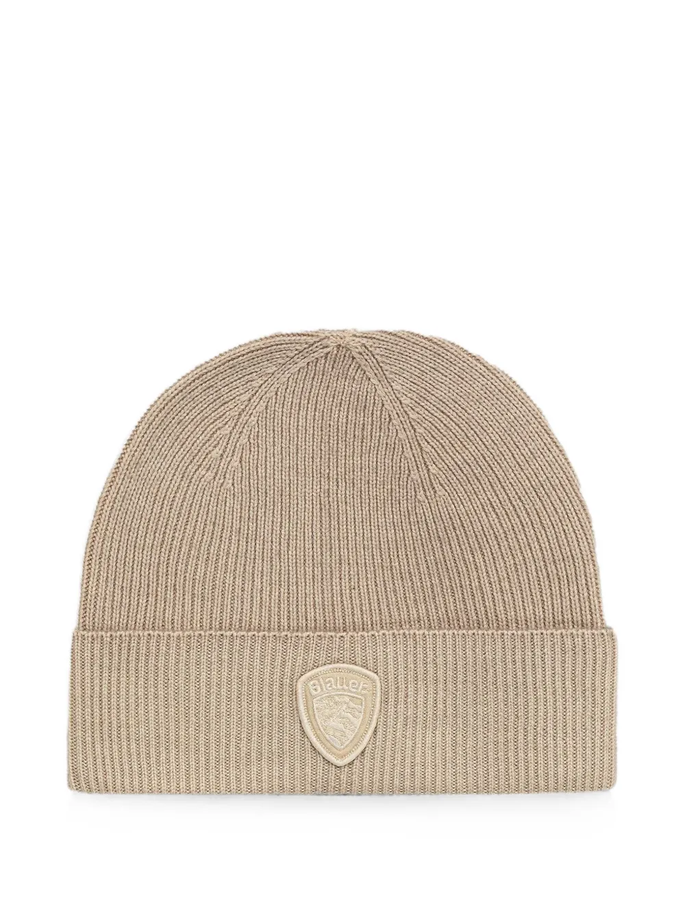 Blauer Oliver ribbed logo patch beanie hat | Neutrals | Image 1
