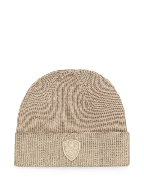Blauer Oliver ribbed logo patch beanie hat