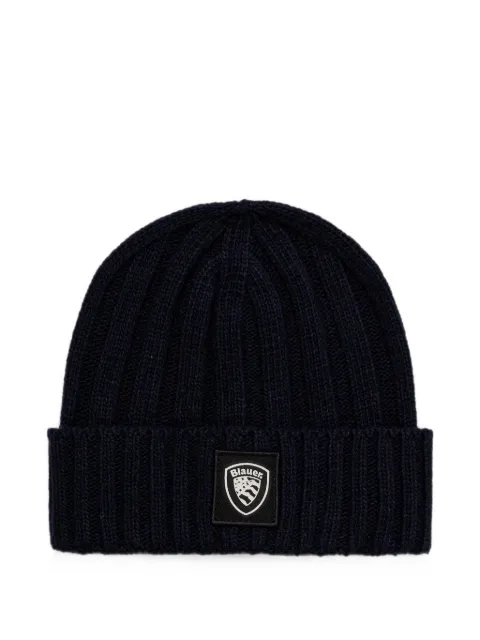Blauer Cutter ribbed logo-patch beanie hat