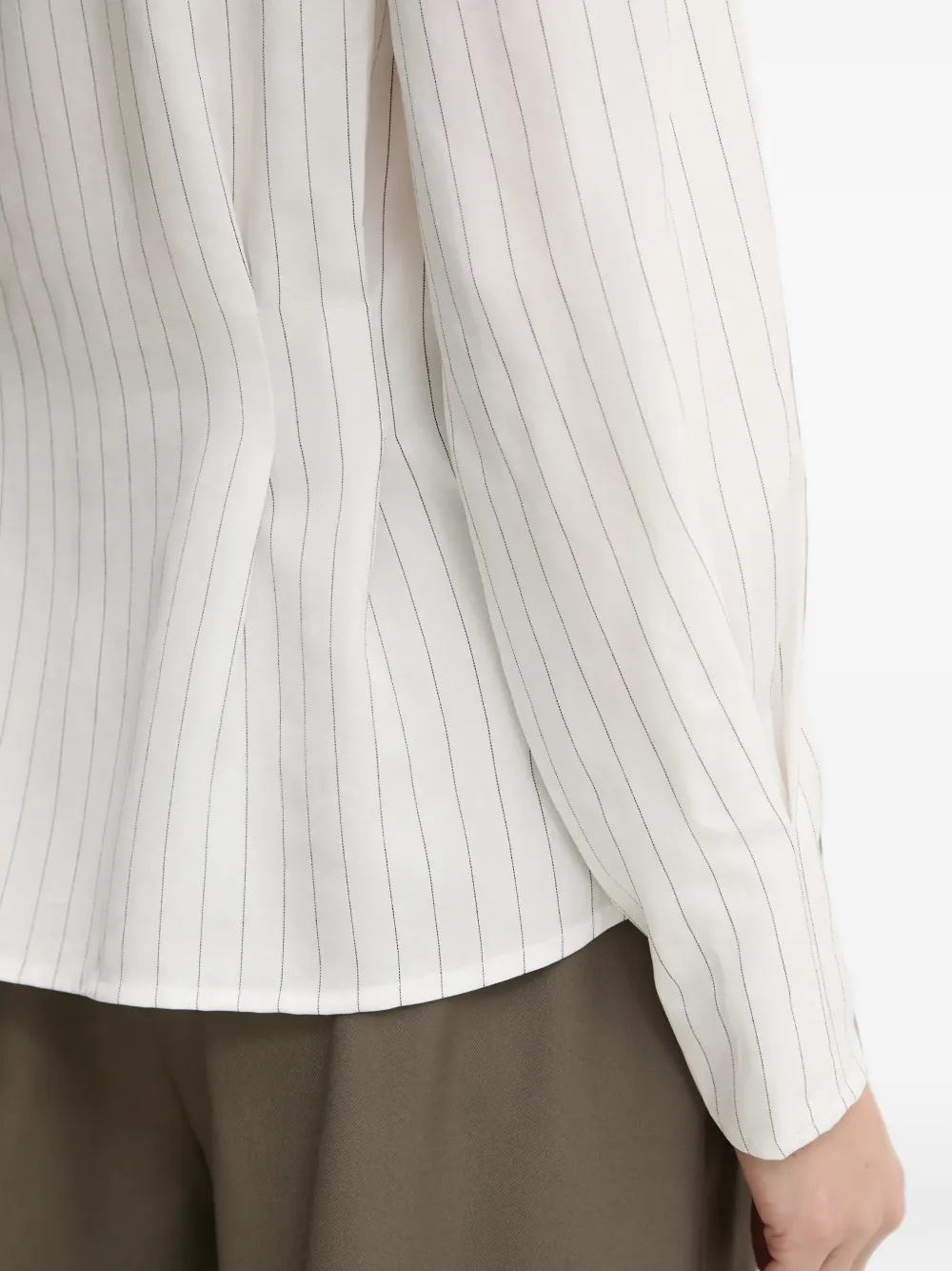 Bruuns Bazaar striped V-neck shirt Wit