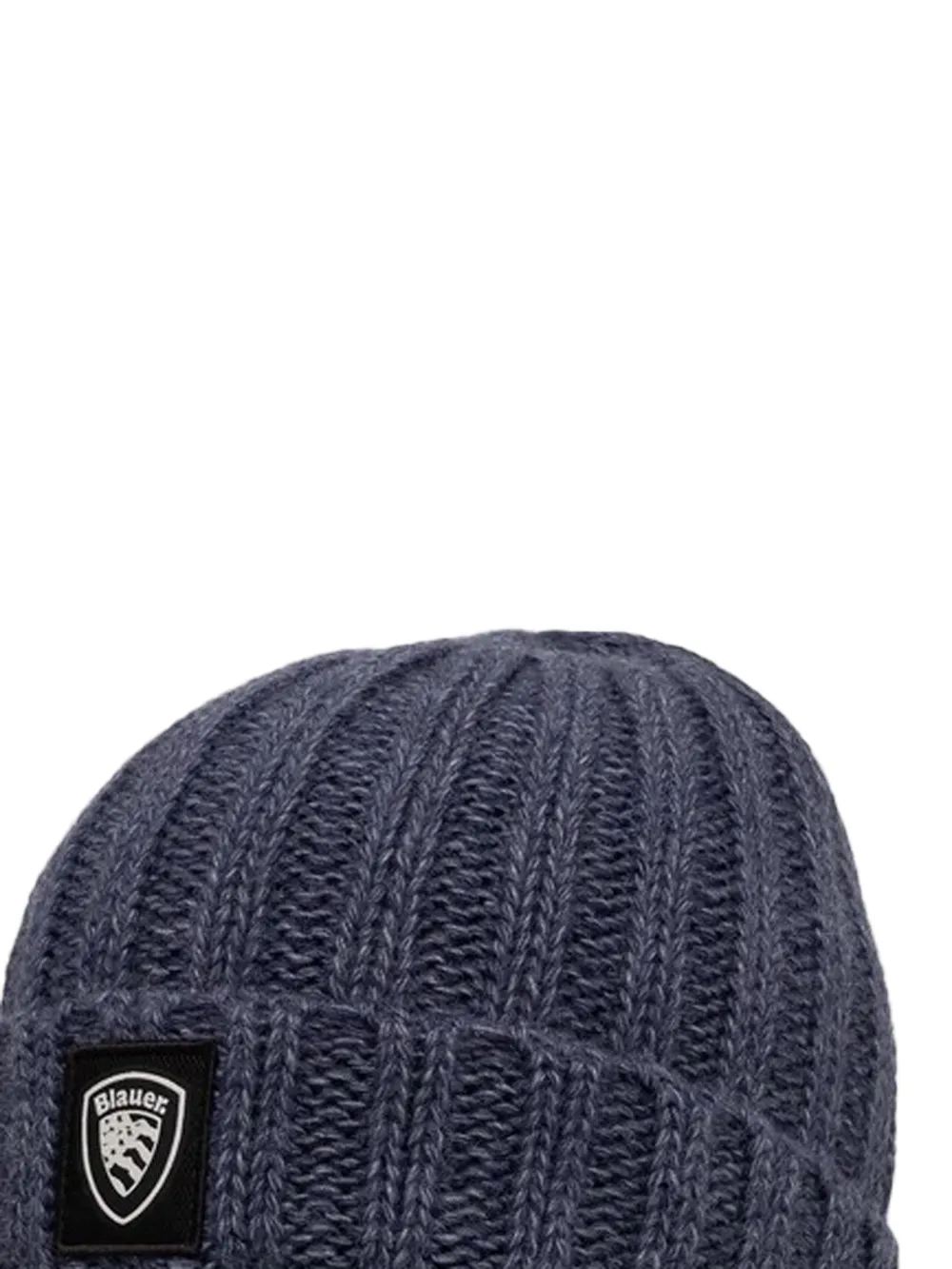 Blauer Geribbelde muts met logopatch Blauw