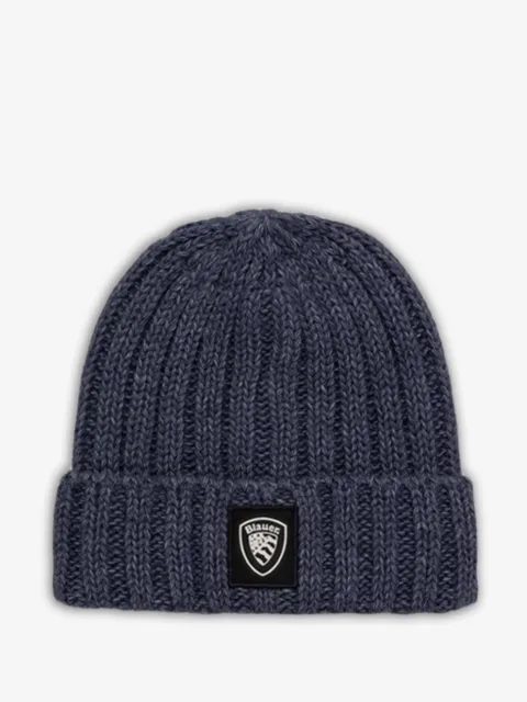 Blauer ribbed logo-patch beanie hat