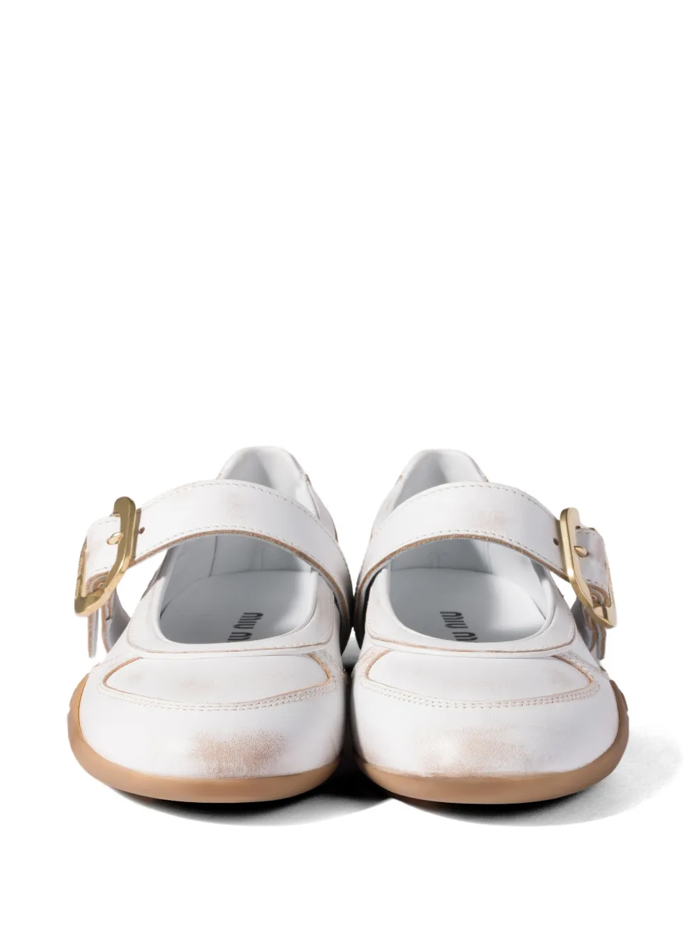 Miu Gymnasium leather ballerinas with strap and buckle
