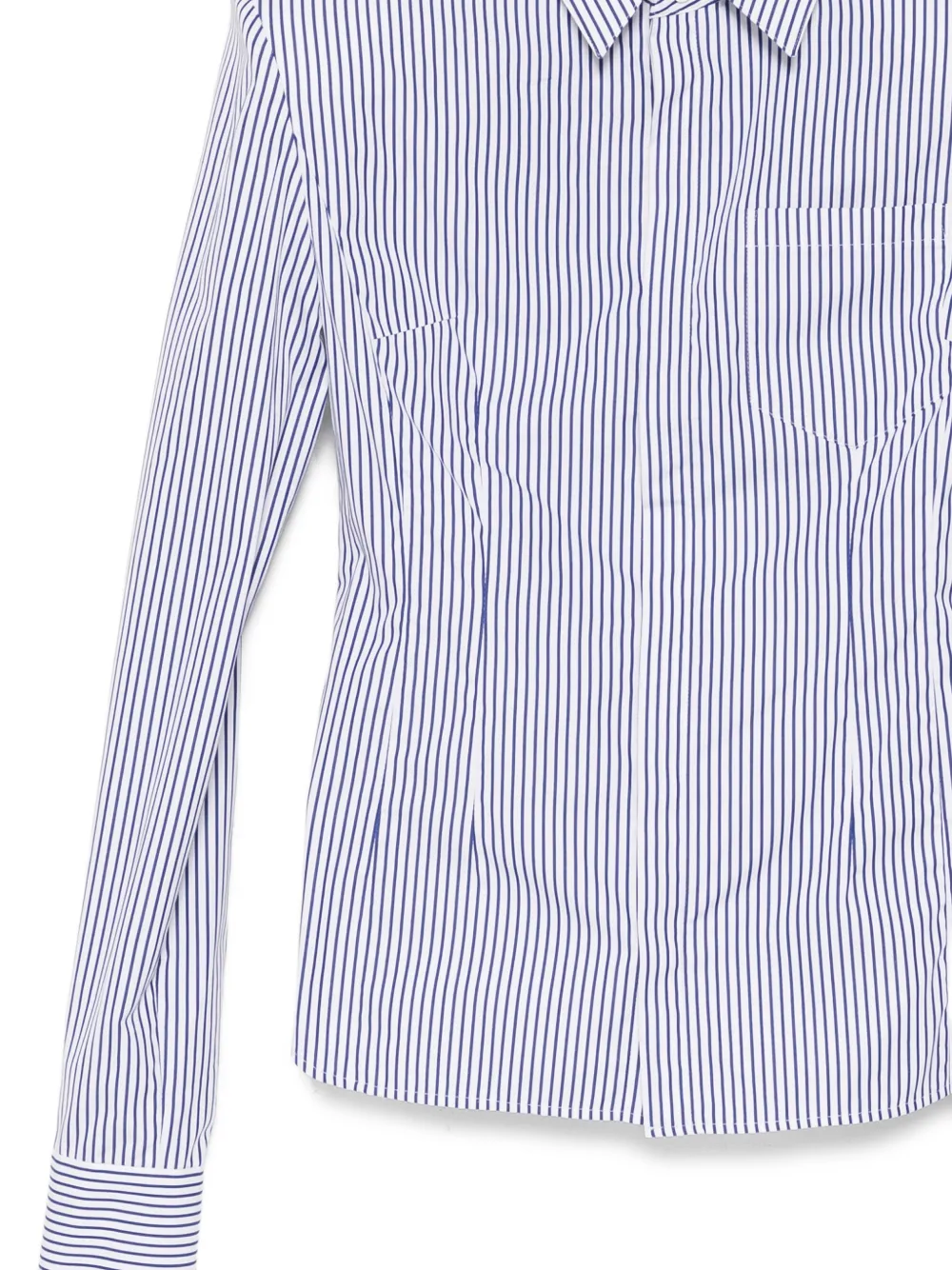 Juun.J Gestreepte blouse met schoudervullingen Wit