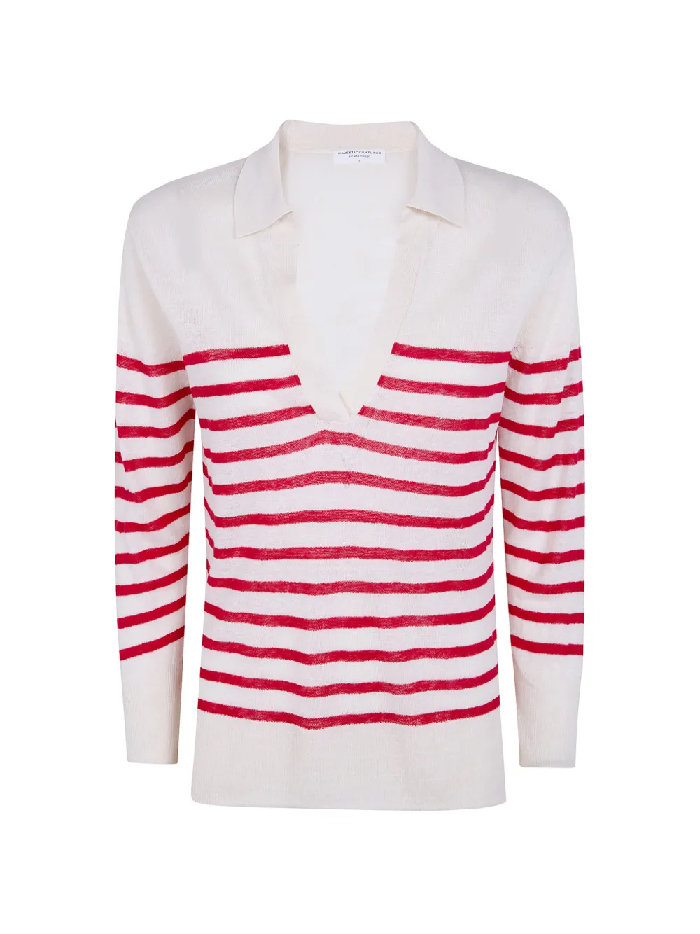 Majestic Filatures striped V-neck sweater - Bianco