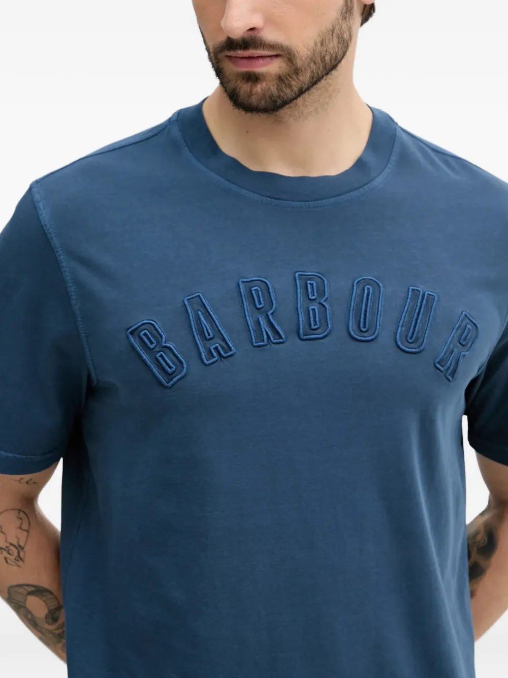 Barbour T-shirt met geborduurd logo Blauw
