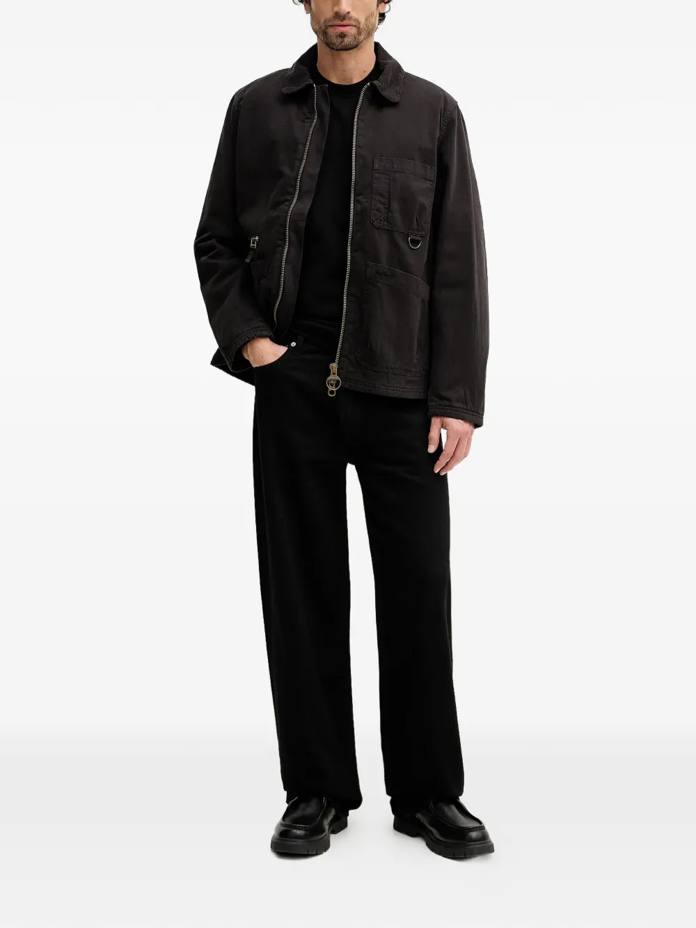 Barbour Leazes T-shirt met lange mouwen en zak Zwart
