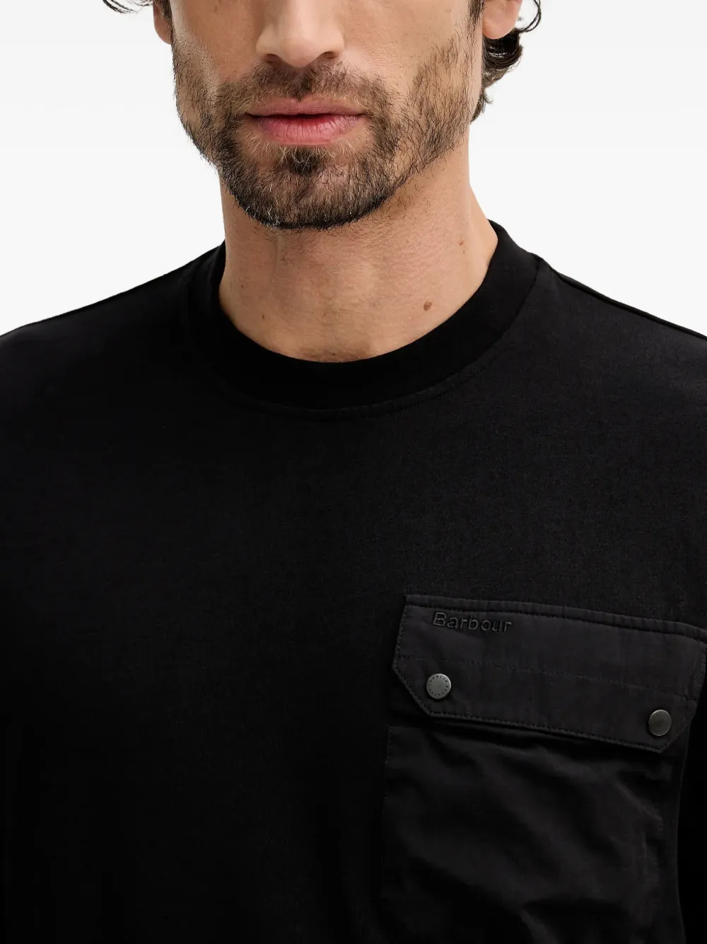Barbour Leazes T-shirt met lange mouwen en zak Zwart