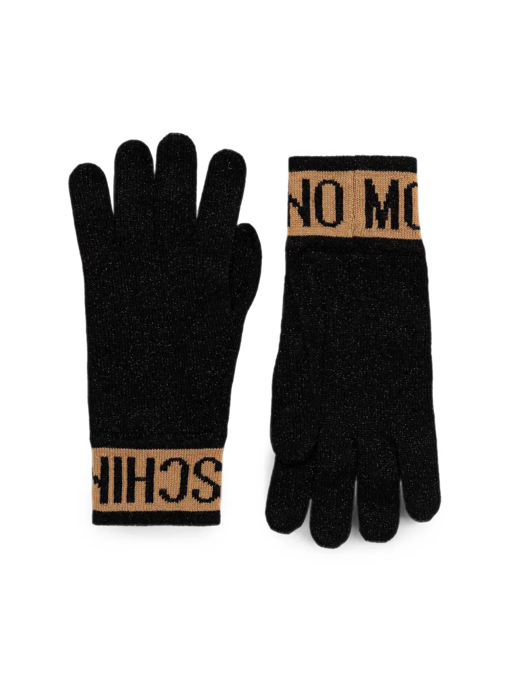 Moschino logo-knit gloves Zwart