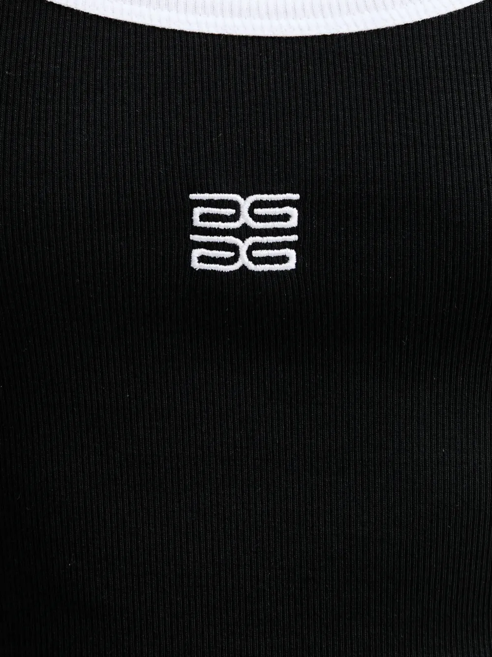 Gestuz Geribbelde mini-jurk met geborduurd logo Zwart