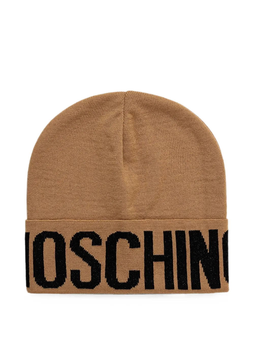 Moschino logo-intarsia knitted beanie hat - Marrone