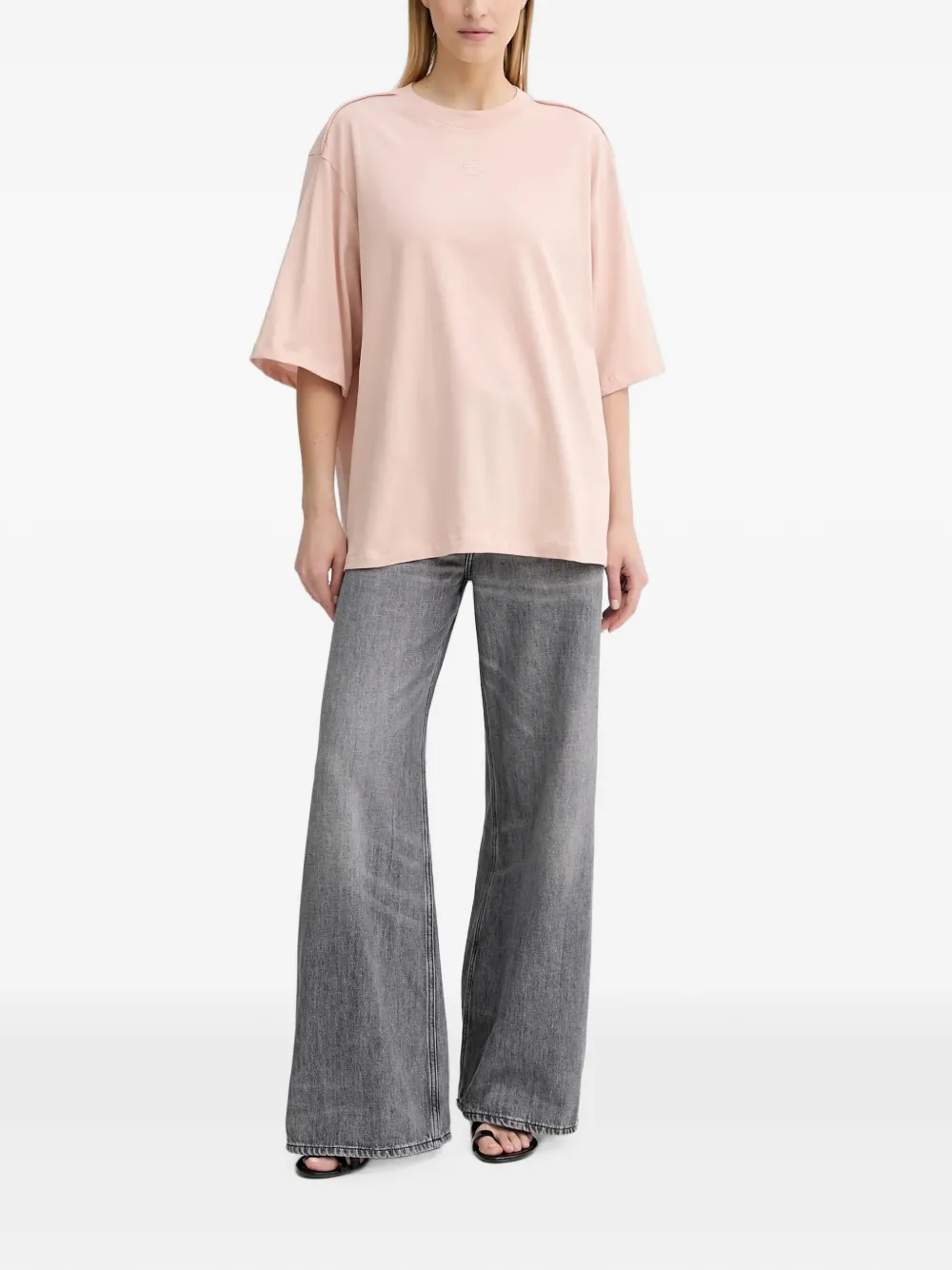 Gestuz logo-embroidered T-shirt Roze