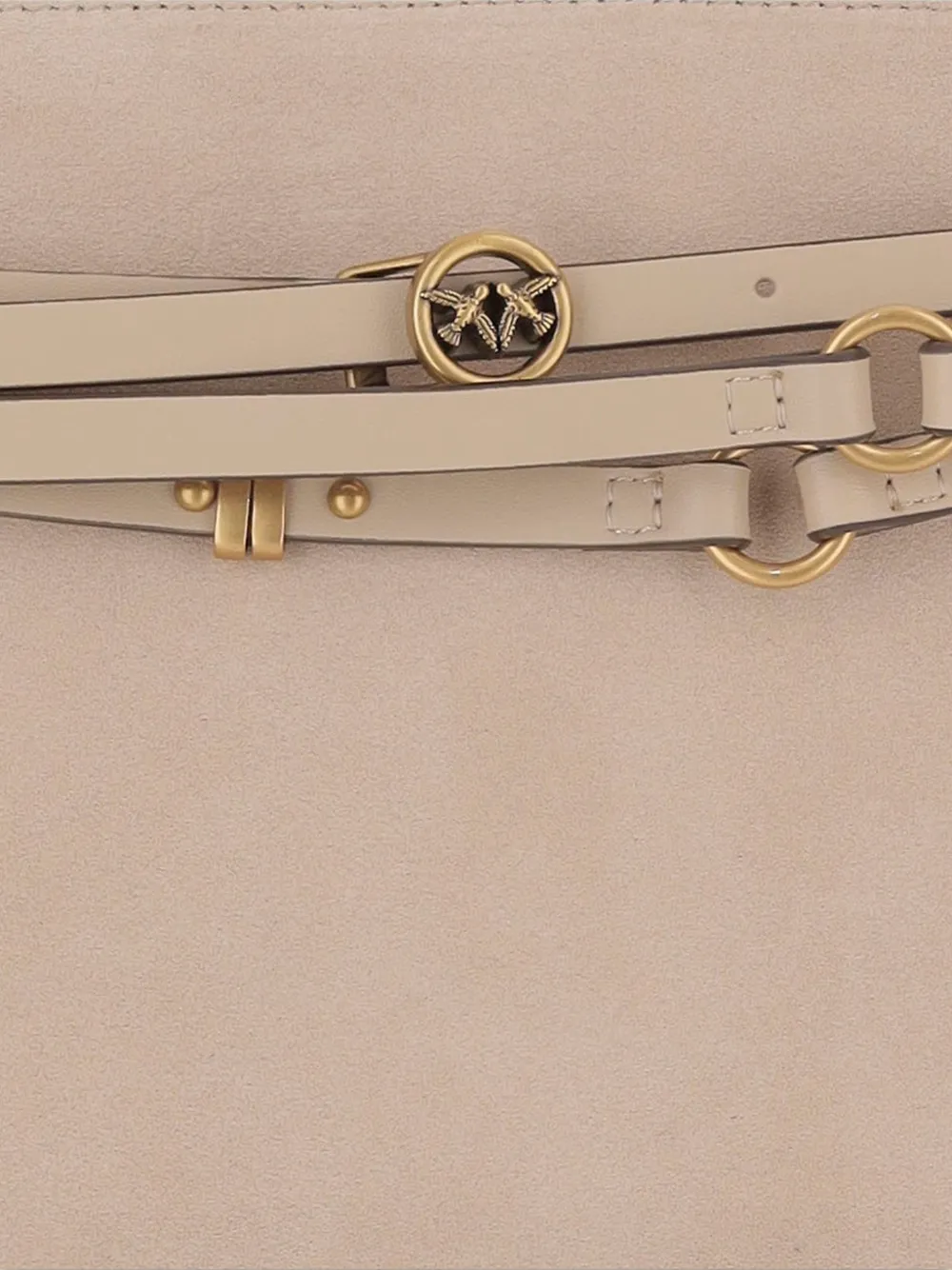 PINKO Medium suède schoudertas met metalen logo Beige