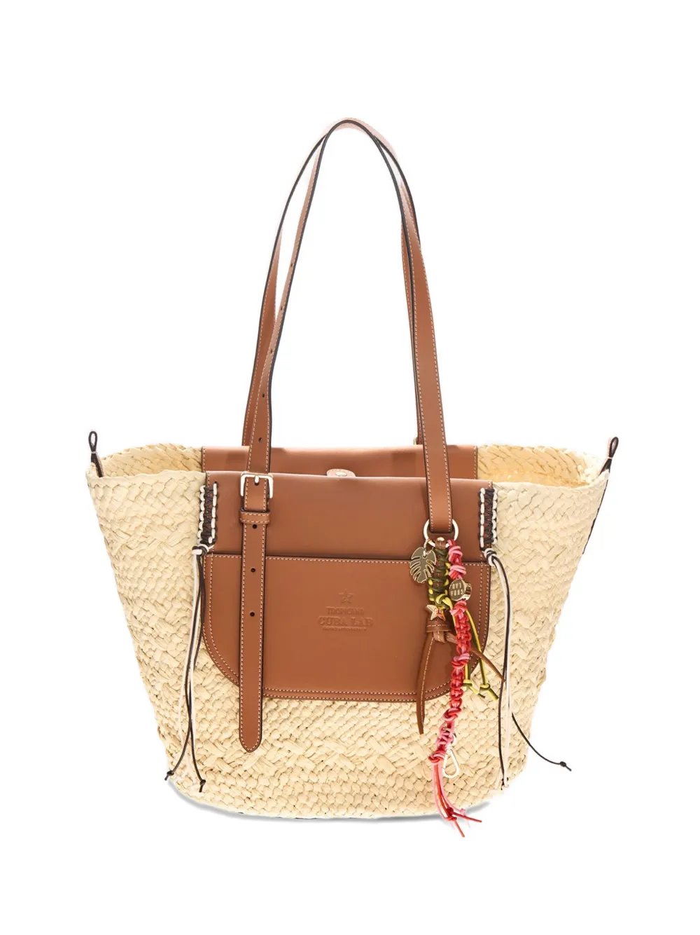 CUBA LAB Tropicana raffia shoulder bag - Toni neutri