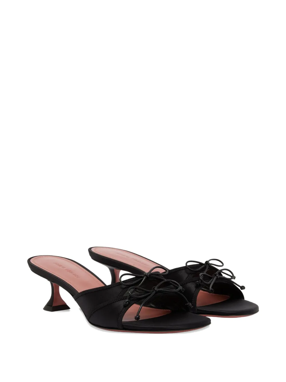 Amina Muaddi Eleonora bow silk sandals Zwart