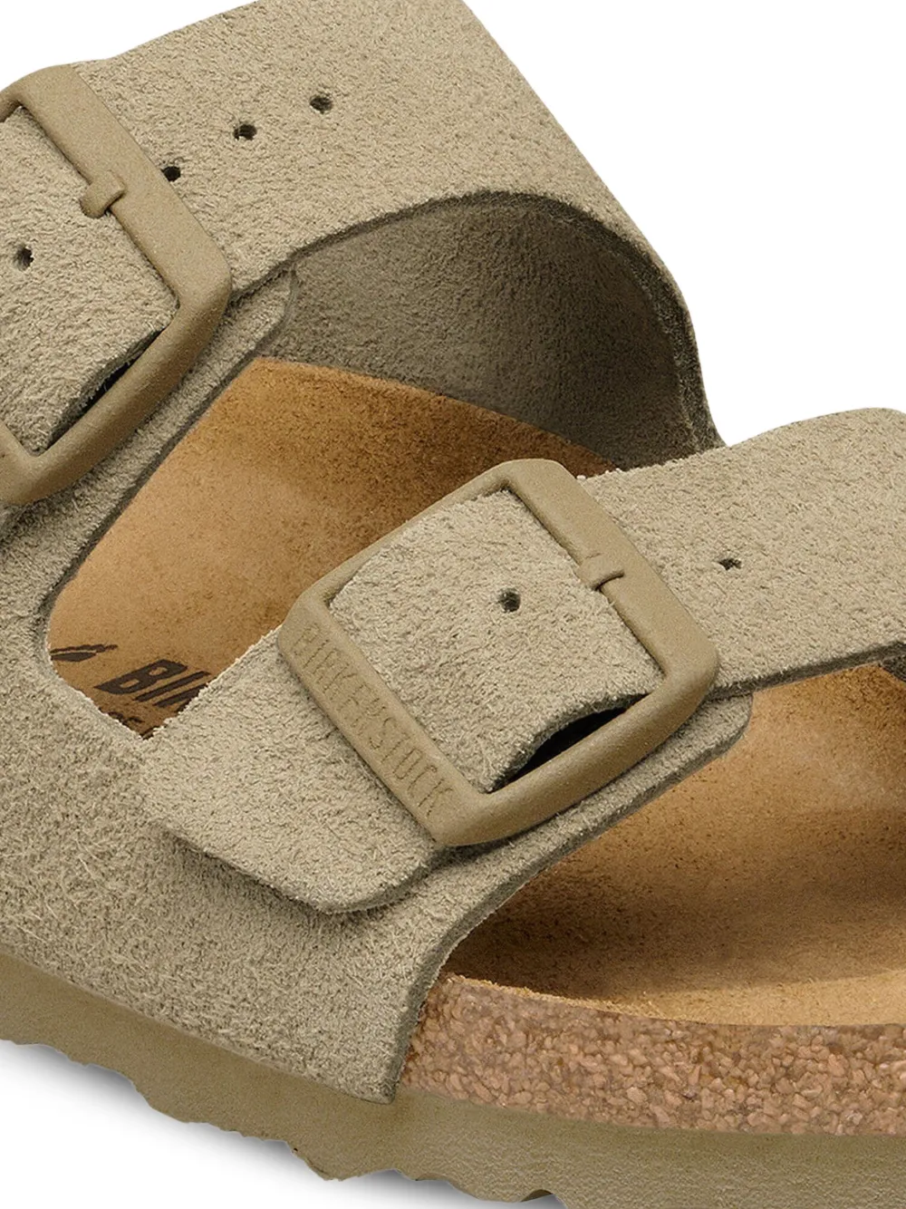 Birkenstock Kids Arizona suède sandalen met gesp Beige