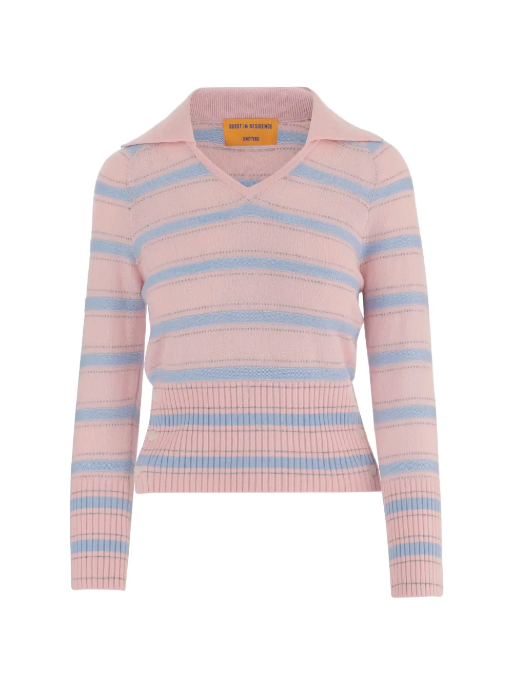 Guest In Residence Port V-neck striped sweater - Rosa