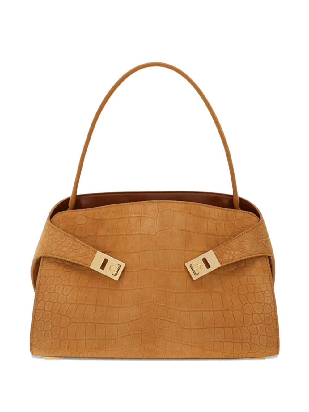 Ferragamo medium Hug suede shoulder bag - Marrone
