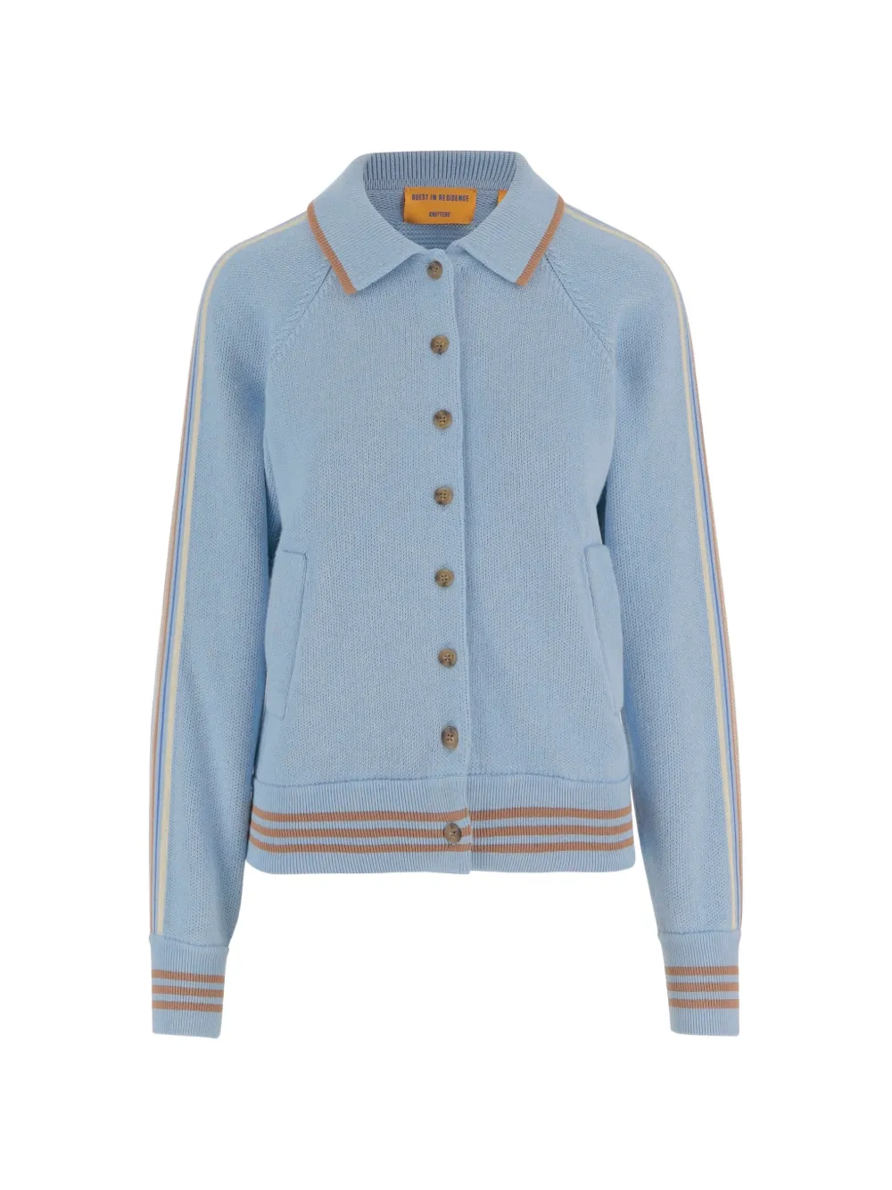 Guest In Residence striped ribbed cardigan - Blue