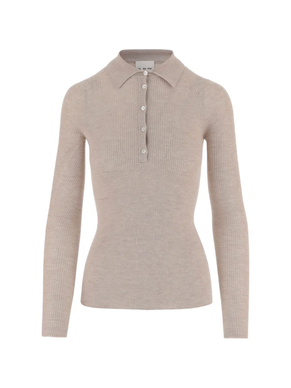 SA SU PHI ribbed button polo shirt - Toni neutri