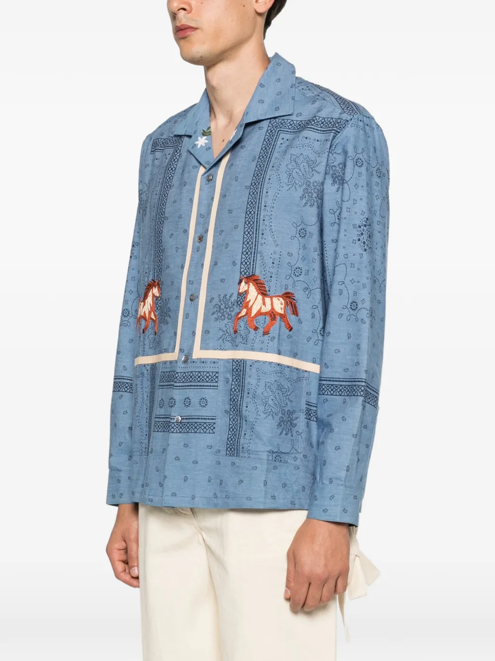 Baziszt Ranch ホースモチーフ シャツ | ブルー | FARFETCH JP