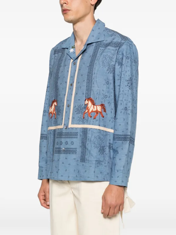 Baziszt Ranch ホースモチーフ シャツ | ブルー | FARFETCH JP