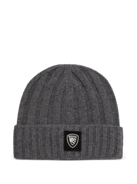 Blauer chapeau nervuré à patch