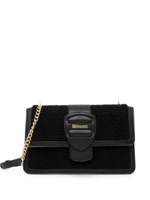 Blauer bouclé-texture logo-plaque shoulder bag